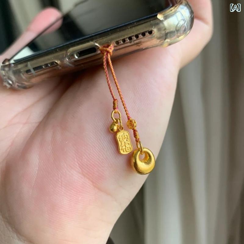 スマホストラップ 根付 小鎖 金鍍金 鈴 房飾り 中華風 ショール ラッキーアイテム 通勤 デイリーユース