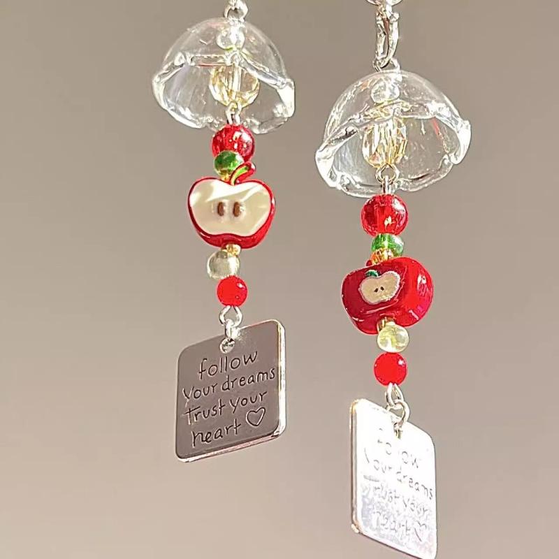 キーホルダー かわいい リンゴ ステンレス バッグチャーム スマホチャーム 友達 ギフト 赤リンゴ 青リンゴ