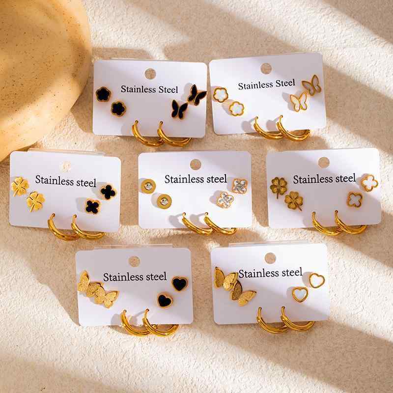 ピアス レディース ステンレス 鋼製 イヤリング 軽 贅沢 四つ葉 クローバー ハート 磨り 砂 蝶 バタフライ チタン 鋼 ニッケルフリー アレルギー対応 色落ち防止 白色 黒色 円盤 ドリル 幾何学 通勤 オフィス フォーマル 結婚式 パーティー ギ