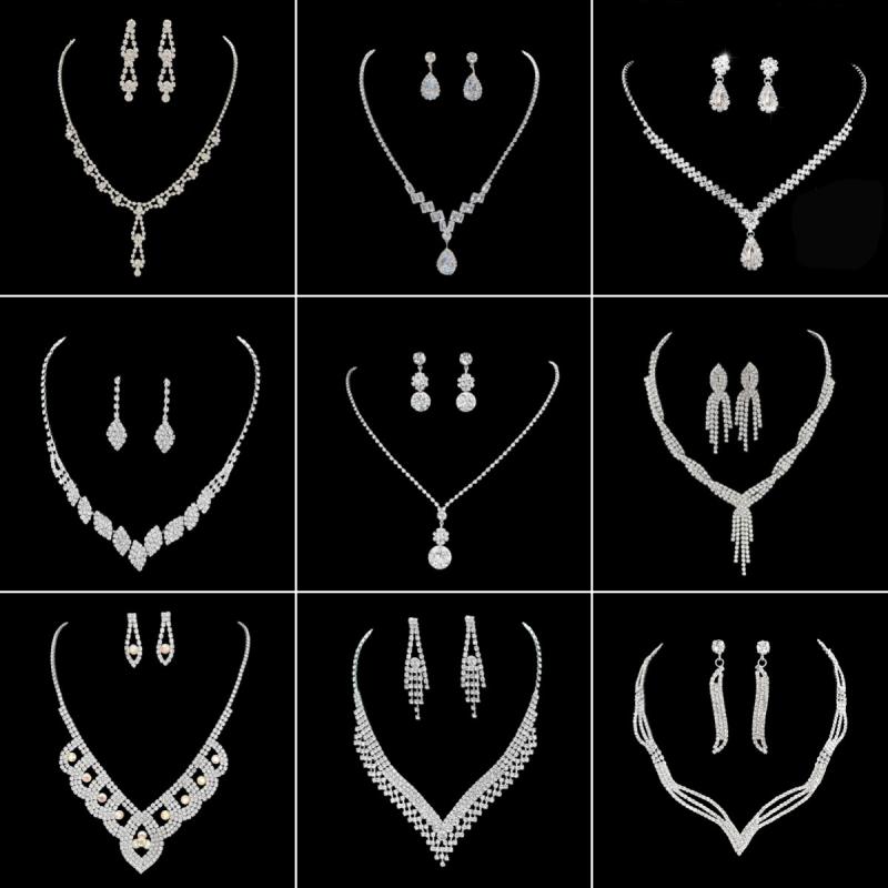 ネックレス & イヤリング レディース 水滴 花柄 タッセル セット シルバー ジルコニア 電気メッキ加工 ファッション OL 通勤 パーティー 普段使い ジュエリー(4)