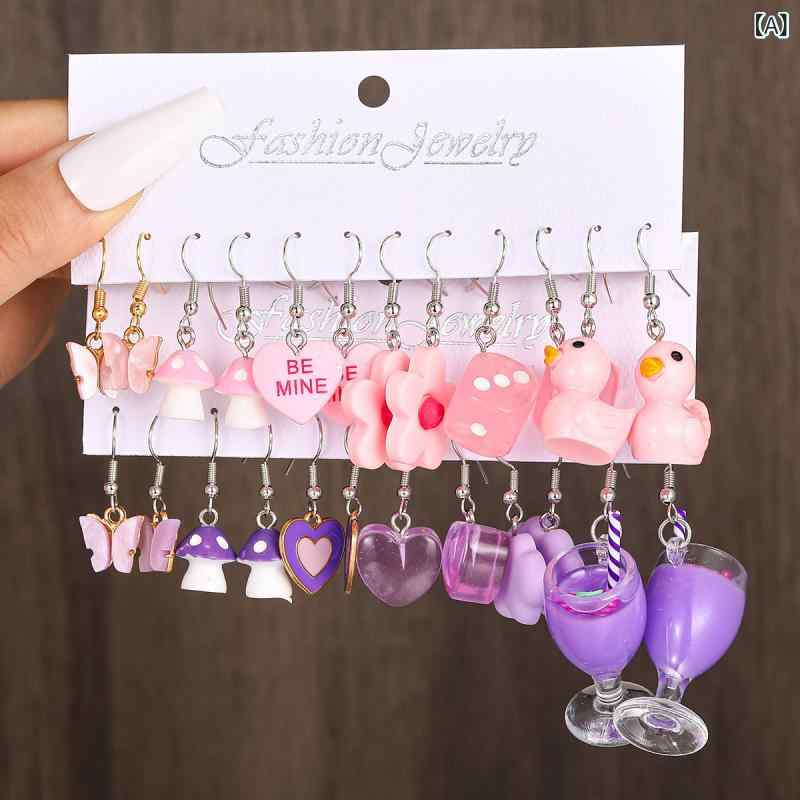 キッズ用アクセサリー イヤリング アニマルモチーフ カートゥーン レジン製 ドロップオイル 電気メッキ加工 かわいい 動物 アヒル モチーフ