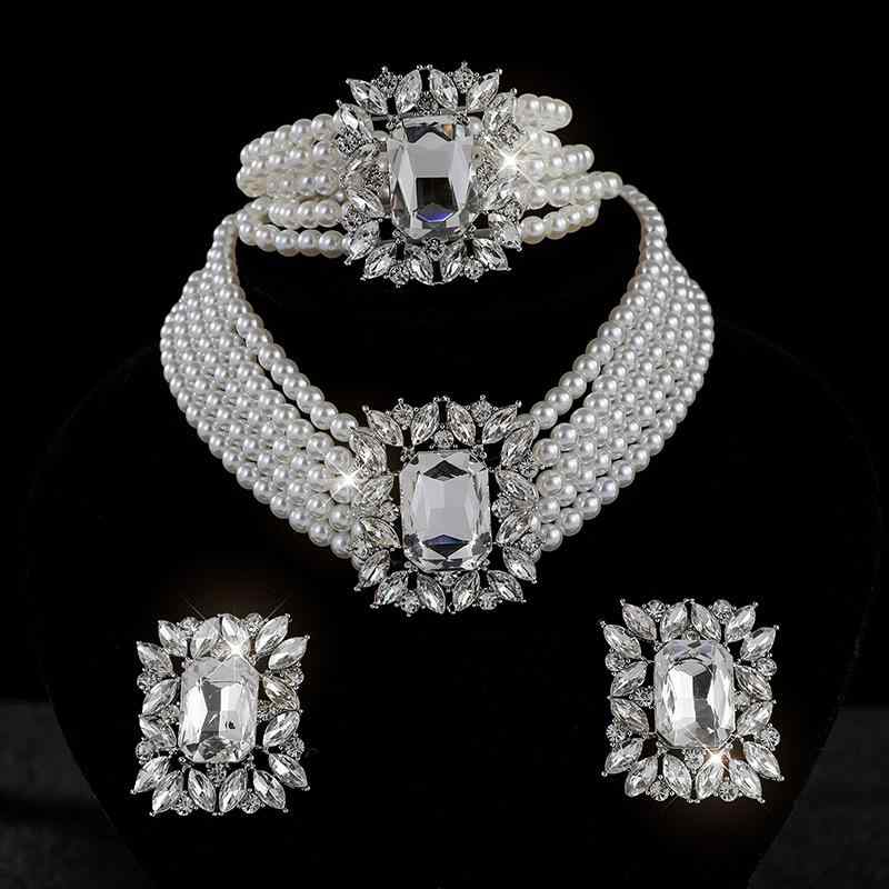 ネックレス レディース パール ジルコニア ブライダル イヤリング ブレスレット 3点セット アクセサリ..