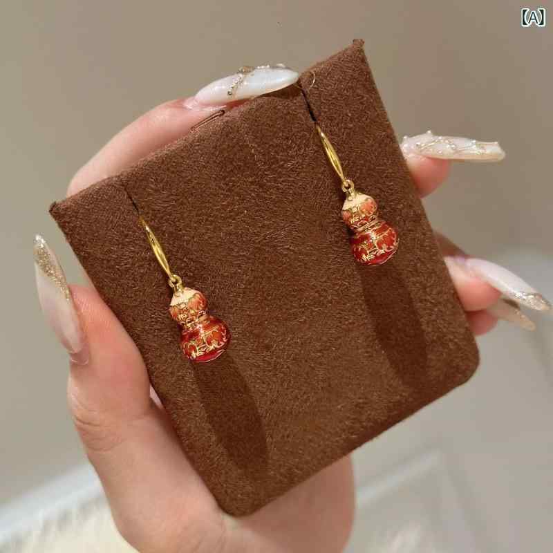 乐天商城 - アクセサリー レディース ネックレス ピアス ブレスレット セット 赤 祥雲 ヒョウタン ペンダント チョーカー イヤリング バングル レトロ 中国風 エレガント