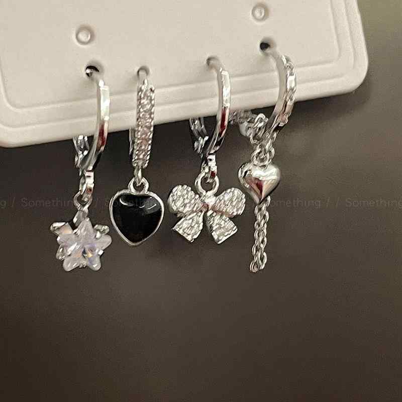 ピアス レディース 小さめ かわいい キラキラ ハート 蝶々 バタフライ チェーン セット アレルギー対応..