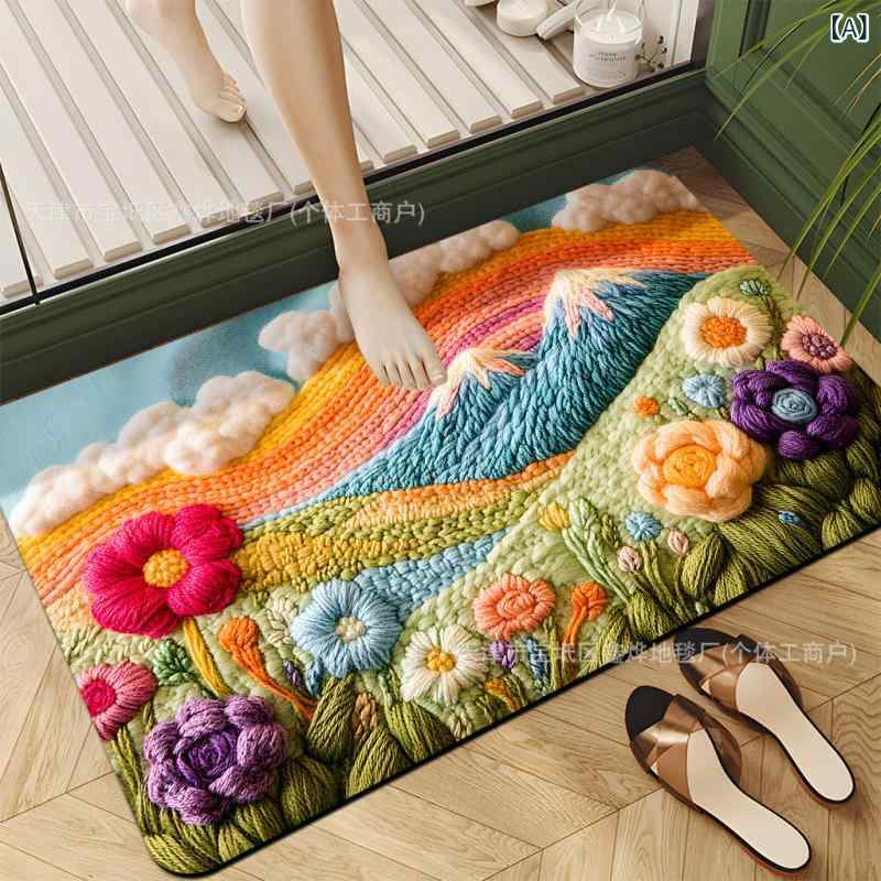 マット 浴室用マット 吸水速乾 滑り止め 花柄 珪藻土 バスマット お手入れ簡単 おしゃれ かわいい 清潔