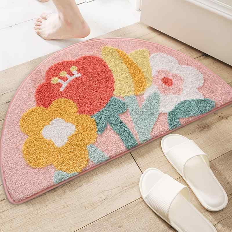 マット レディース バスマット 玄関マット 室内 おしゃれ かわいい 吸水 滑り止め 花柄 楕円形 ポリエステル 40 60cm 45 70cm 50 80cm 60 90cm 80 120cm