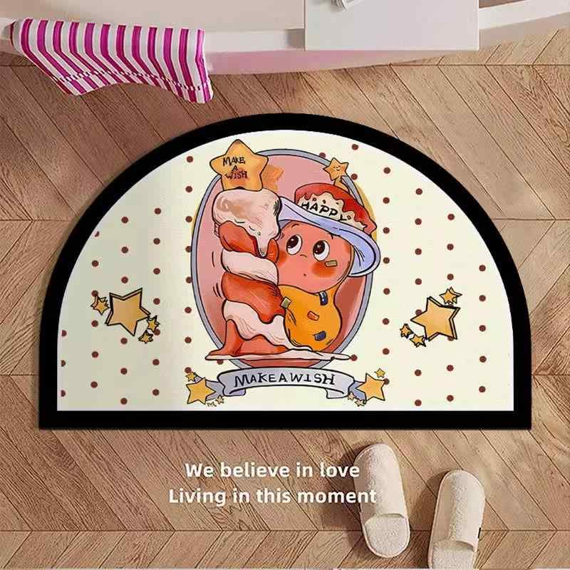 マット 浴室マット 珪藻土マット 吸水速乾 滑り止め付き トイレマット 半円形 かわいい 星柄 バスルー..