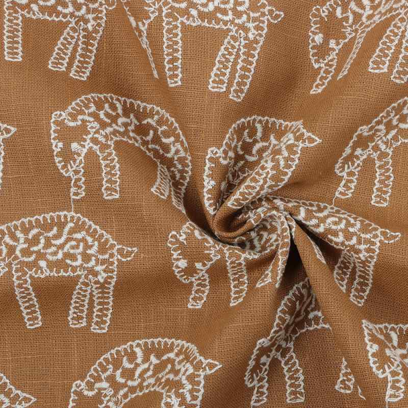 生地 厚手コットンリネン ヒョウ柄 刺しゅう はぎれ 手芸 DIY バッグ 鞄 ブックカバー ソファ クッショ..