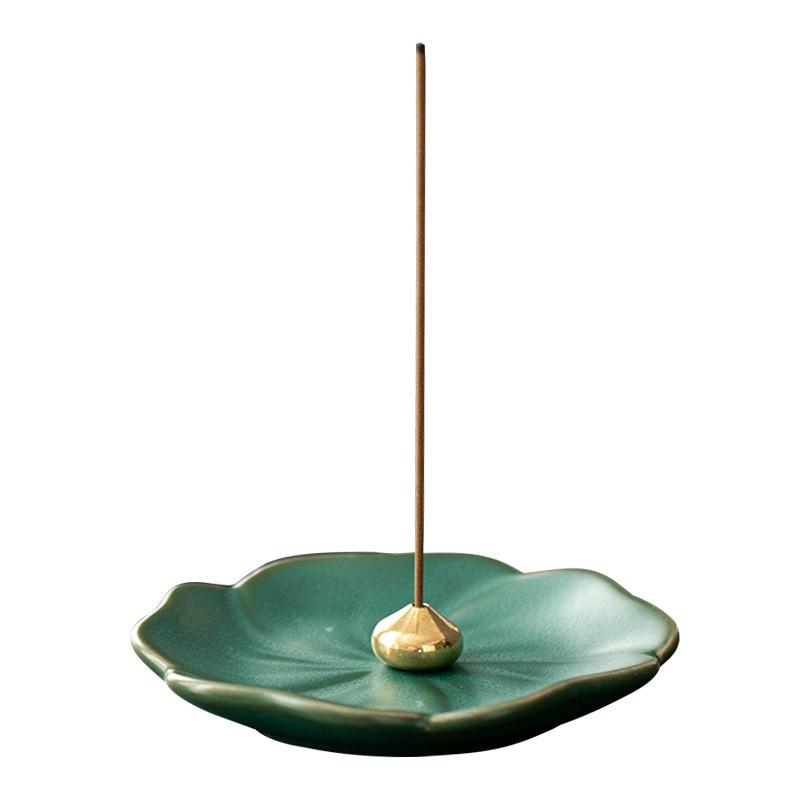 香炉 線香立て 香皿 陶器製 緑釉 水滴型 香道 仏具 ヨガ 瞑想 茶道 リラックス アロマテラピー インドア