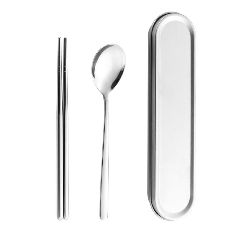 弁当箱 304ステンレス製 箸 スプーン セット 旅行 アウトドア 携帯用 カトラリー 学生 収納ケース 本色