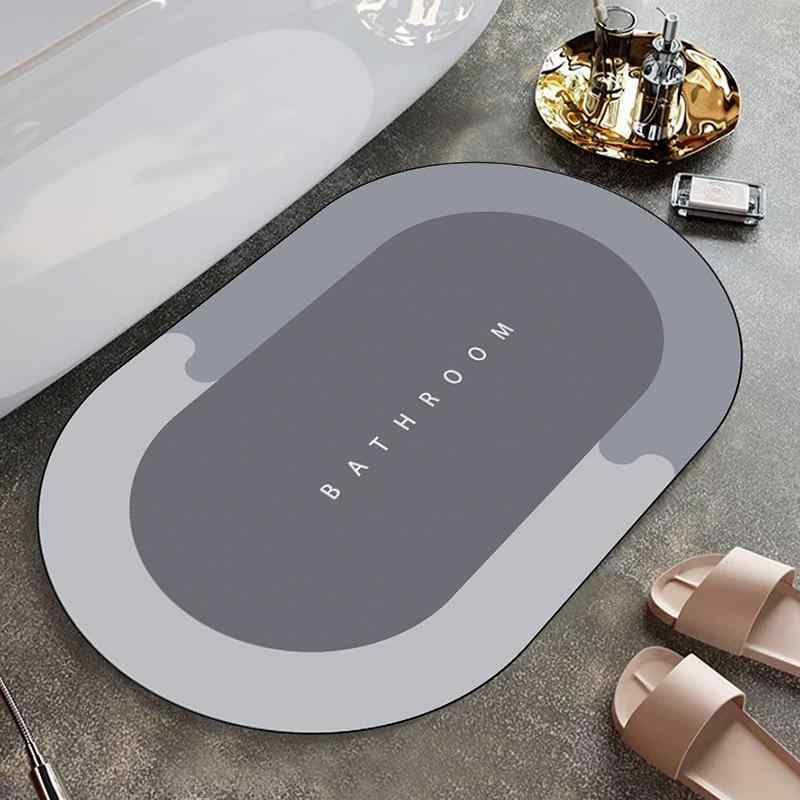 Door Mats - バスマット 玄関マット 浴室 トイレ 吸水 速乾 滑り止め 楕円形 マット 30x50cm 40x60cm 50x80cm グレー ピンク