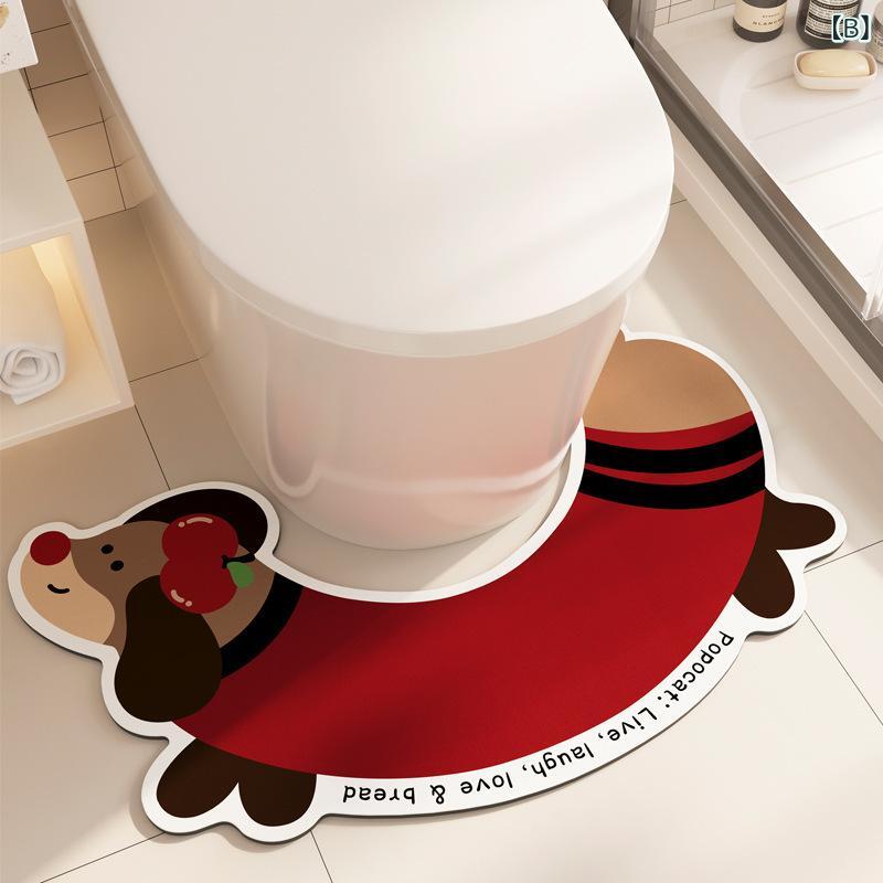 トイレマット 珪藻土マット U字型 吸水速乾 滑り止め かわいい 犬柄 バスマット 浴室マット [3]