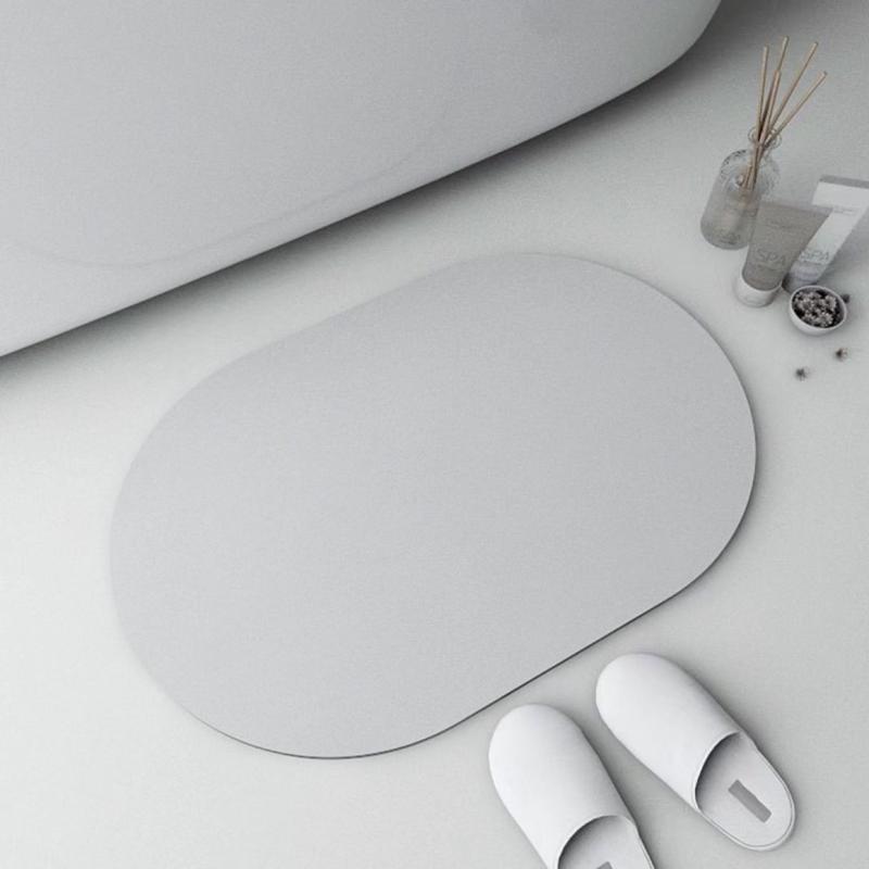 玄関マット バスマット 珪藻土マット 楕円形 無地 吸水 速乾 滑り止め付き 洗濯機洗い可能 ベージュ ホワイト ブルー グレー ピンク