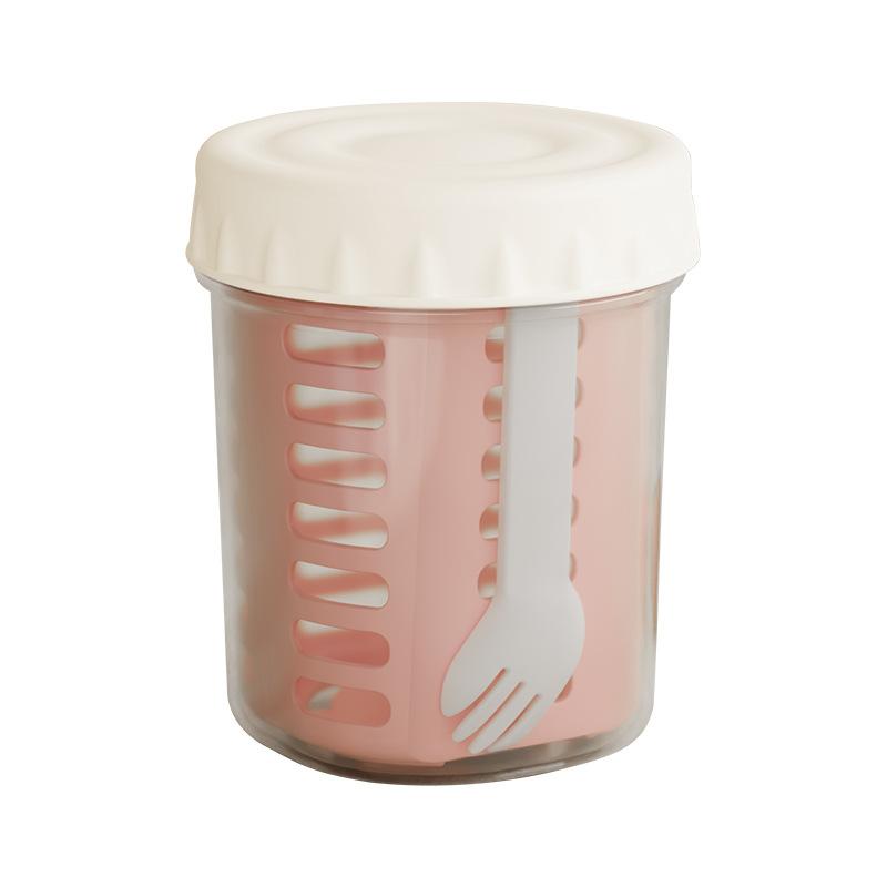 サラダカップ フルーツカップ 2層式 水切り 野外用 家庭用 弁当箱 ランチボックス フォーク付き 密閉 ..