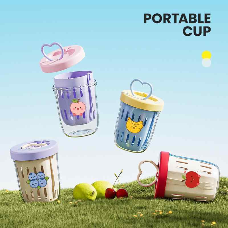 プラスチックカップ レディース メンズ フルーツサラダカップ ランチボックス 弁当箱 630ml 密閉性 軽量 持ち運び便利 オフィス アウトドア ピクニック