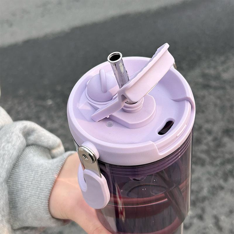 グラス レディース ストローカップ プラスチック 高温耐性 大容量 携帯便利 オフィス 家庭用 ブラック ..