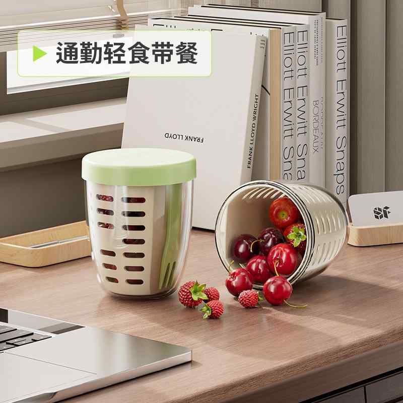 フルーツカップ フォーク付き 携帯用 ピクニックボックス 大容量 収納 プラスチック製 密閉 漏れ防止 ..