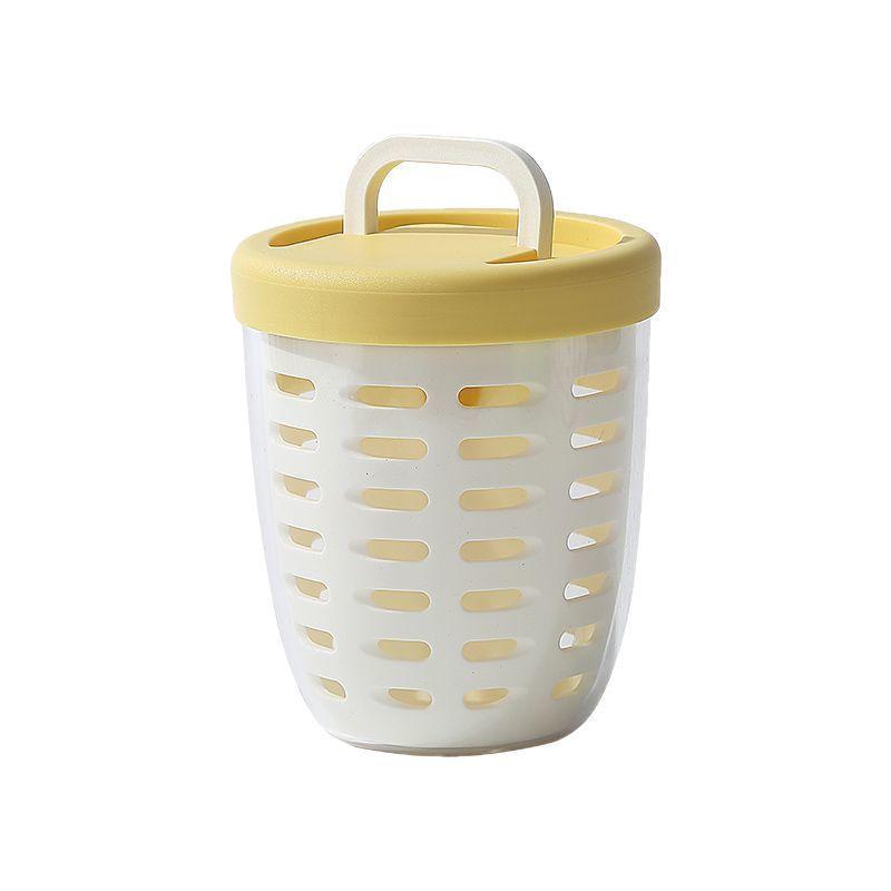 Mug Cup - サラダカップ 弁当箱 ダブルレイヤー 水切り 密封 食品 収納 ポータブル アウトドア ピクニック 黄色 ピンク 紫色 緑色