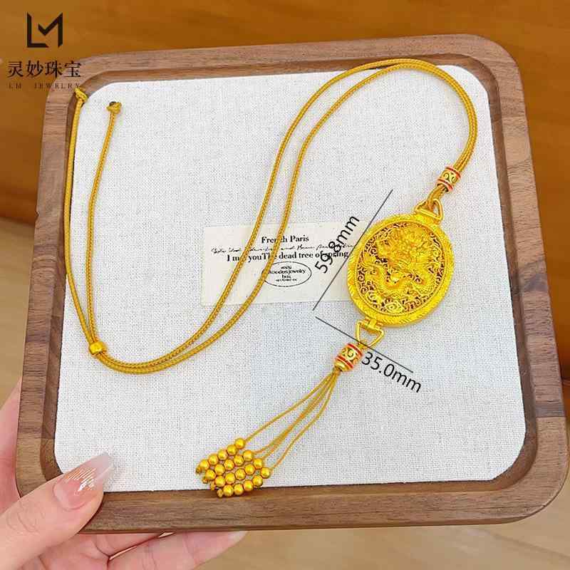 Necklaces, Pendants - ネックレス メンズ ドラゴン 龍 ペンダント お守り 縁起物 調節可能 合金 ラッキーアイテム 黄色