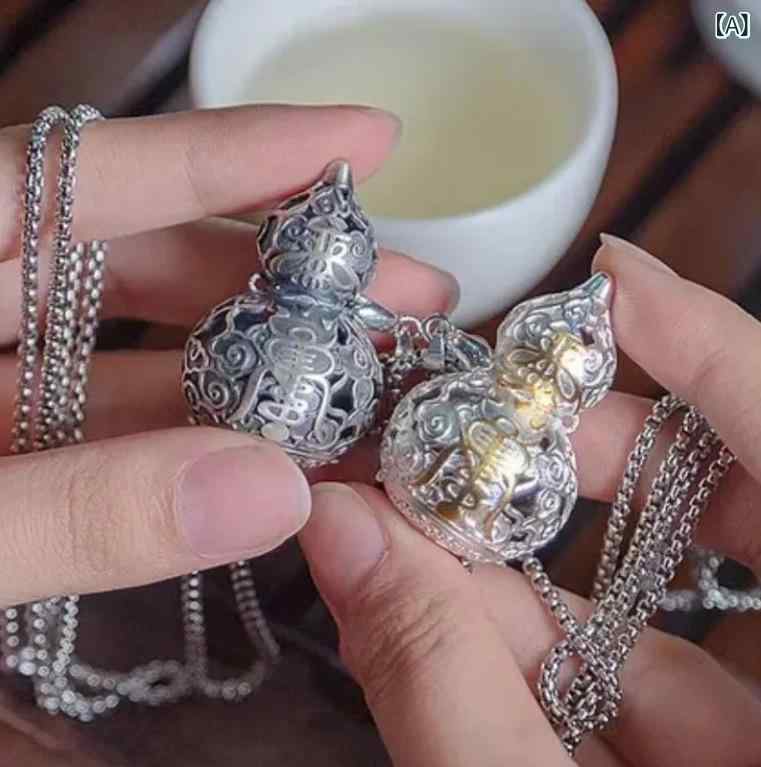 ネックレス メンズ 男性用 福禄 葫芦 ペンダント チョーカー 古法道 十字 チェーン 電気メッキ加工 文..