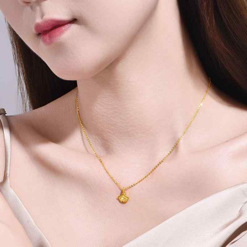 ネックレス レディース 足金999 銀杏の葉 ペンダント 3D硬金 鎖骨ネックレス 幾何学模様 葉っぱモチーフ アクセサリー ギフト 贈り物 ゴールド