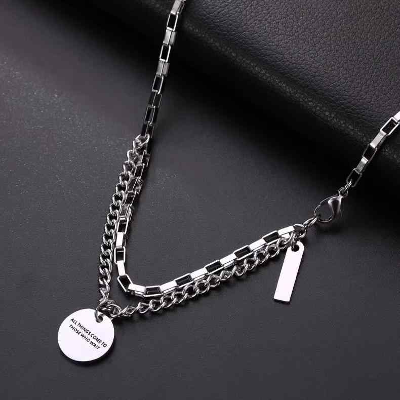 ネックレス 男性用 チタン鋼 ラウンド ペンダント 手作り ファッション アクセサリー ペア 50cm 55cm 60cm