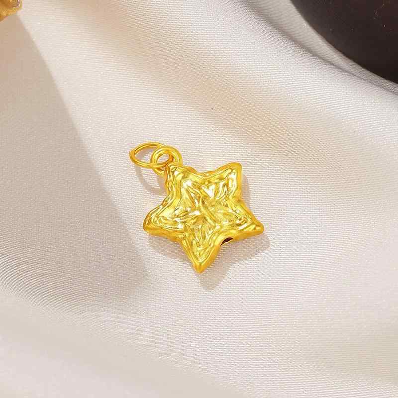 ネックレス レディース 足金999 星型ペンダント チョーカー 古法 ハンマーテクスチャ 隕石風 ゴールドアクセサリー ギフト