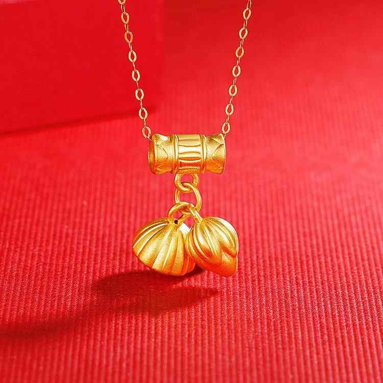 ネックレス レディース ゴールド 3D硬金 国潮 花柄 ペンダント 999金 0.5g 鎖骨 チェーン ジュエリー ギフト