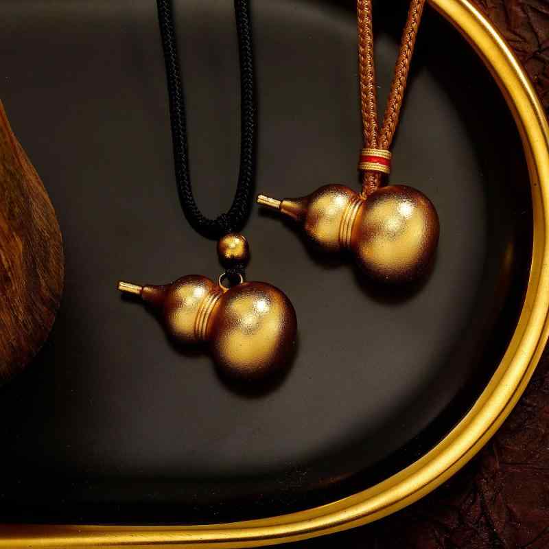 ネックレス レディース 瓢箪 ペンダント アンティークゴールド 中国風 カップル お揃い 工芸品 花柄 ブ..