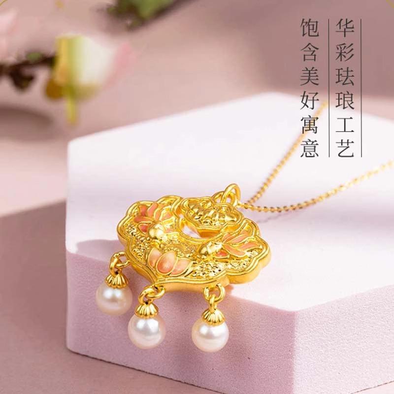 ネックレス レディース 999足金 ゴールド 錦鯉 平安ロック ペンダント S925 O字チェーン ファッション 通勤 高級感 ラッキーアイテム