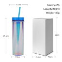 グラス レディース メンズ 兼用 直飲み プラスチック製 ストロー付き タンブラー 透明 グラデーション カラー オフィス アウトドア 480ml