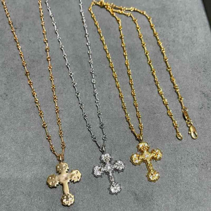 ネックレス メンズ レディース ユニセックス V金 火炎 十字架 白金色 ローズゴールド ゴールド 精工 麻花チェーン 51cm 60cm 幾何学模様 個性派 トレンド アクセサリー