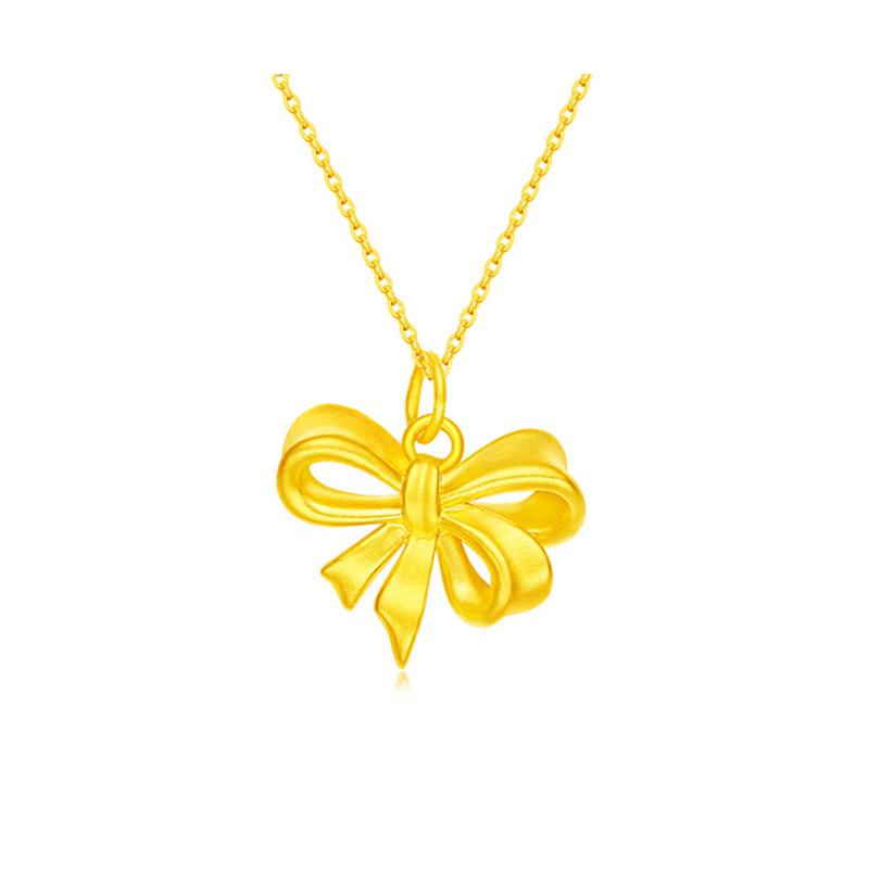 ネックレス レディース 足金999 蝶結び ペンダント チョーカー プリンセス風 ゴールド 未使用 アレルギー対応 バレンタインデー 母の日 誕生日 記念日 ギ...