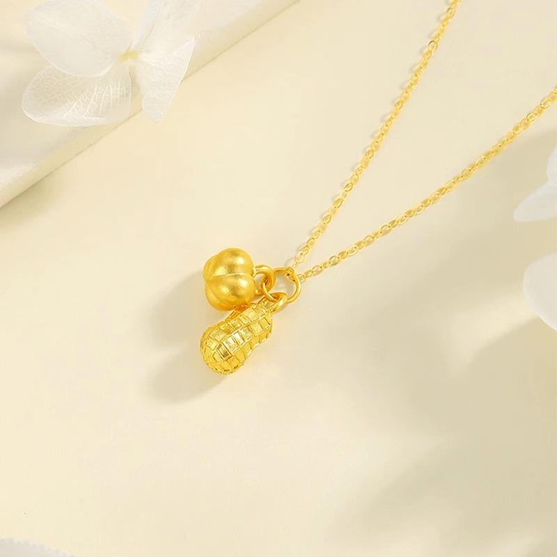 ネックレス レディース 好柿花生 ペンダントトップ ゴールドカラー S925 チェーン 花 自然 清新 かわいい 普段使い