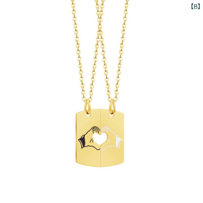 ネックレス ペアアクセサリー ステンレス DIY 刻印 比翼の鳥 ハート ペンダント 幾...
