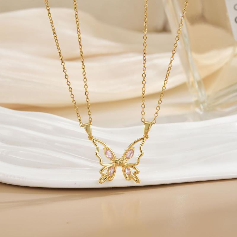 ネックレス レディース 磁石 蝶 バタフライ チタン鋼製 ペンダント チョーカー ファッション おしゃれ ..