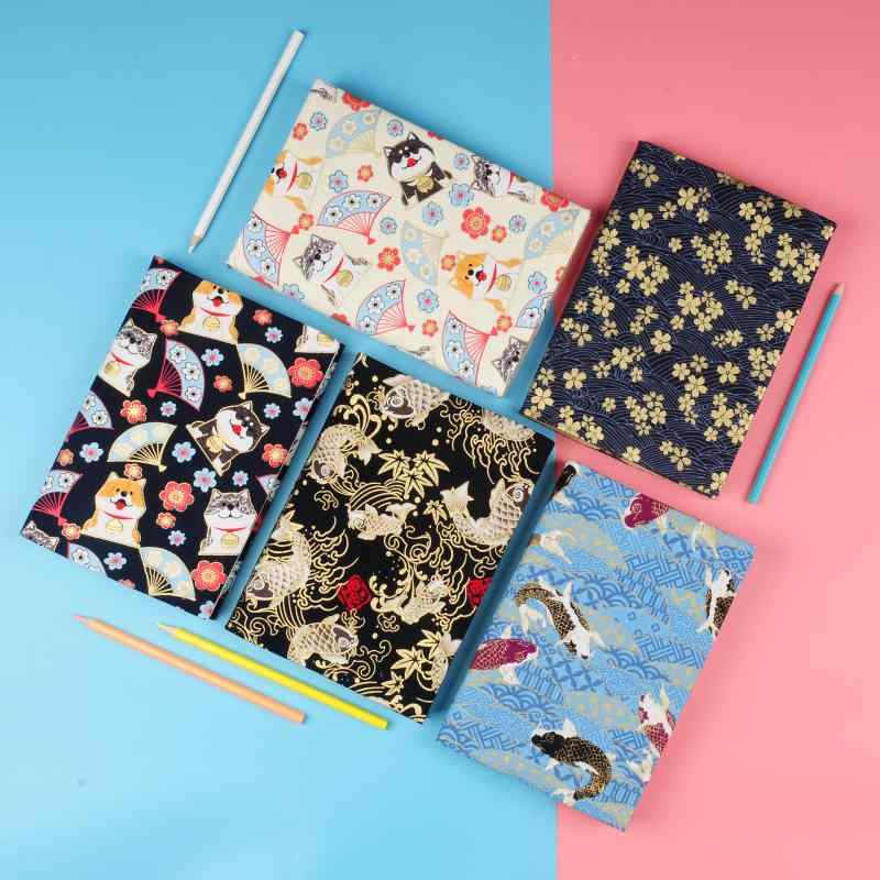 ブックカバー A5 A6 コットン 日本製 かわいい 犬柄 鯉柄 桜柄 海浪柄 文具 雑貨 調節可能 学生 子供 ..