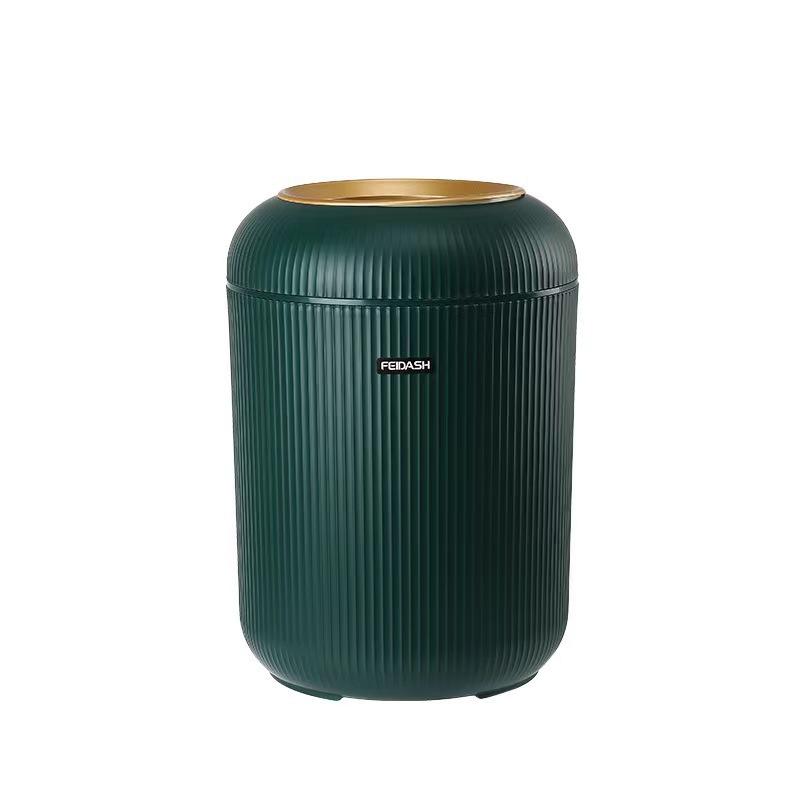 For Separated Refuse - ゴミ箱 家庭用 ふた付き ごみ箱 キッチン 浴室 木目調 おしゃれ ダストボックス 収納 円形 9.5L ホワイト グリーン