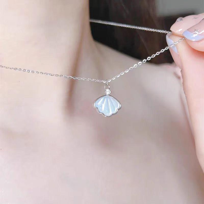 ネックレス レディース シルバー925 シェル 白金色 ペンダント チョーカー かわいい 清新感 普段使い プレゼント