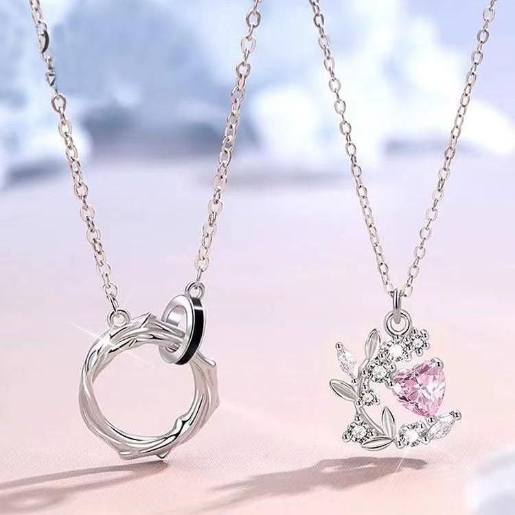 ネックレス ペアアクセサリー カップル ハート ペンダント 鎖骨チェーン 高級感 エレガント ファッション 通勤 デート