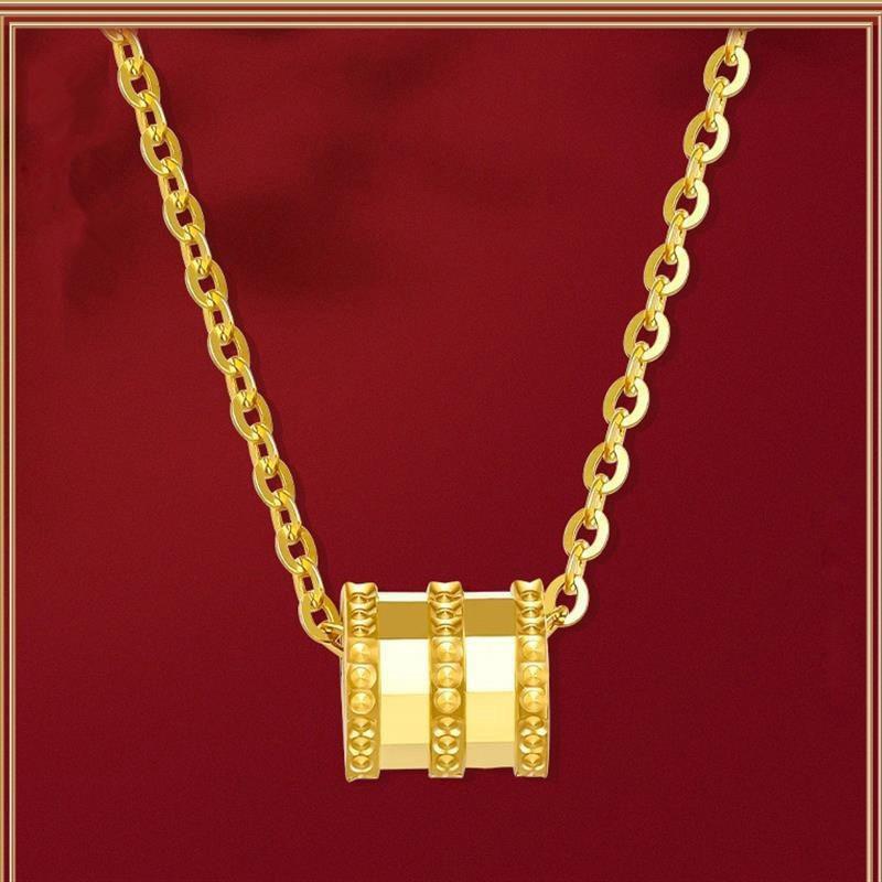 ネックレス レディース 小蛮腰 999足金 ゴールド ペンダント 3D硬金 鎖骨チェーン チョーカー O字チェーン 金属アレルギー対応 ギフト