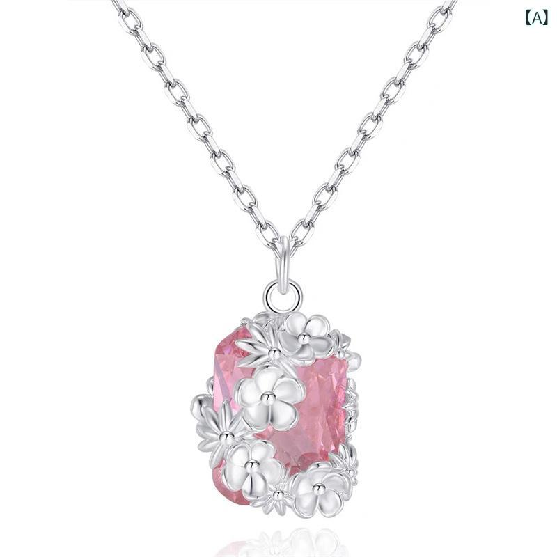 ネックレス メンズ レディース カップル デイジー 小花 ペンダント ピンク パープ...