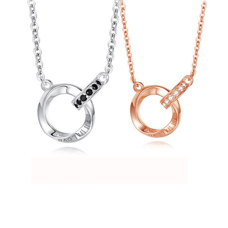 ネックレス ペア シルバー925 モビウスの輪 ペンダント メンズ レディース 幾何学模様 黒 ブラック 白 ホワイト ジルコニア 高級感 エレガント O字チェーン 41cm 45cm 春夏