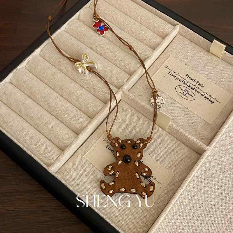 ネックレス かわいい 小熊 子ども 犬 動物 アニマル ペンダント 鎖骨 O字 合金 電気メッキ チョーカー ユニセックス