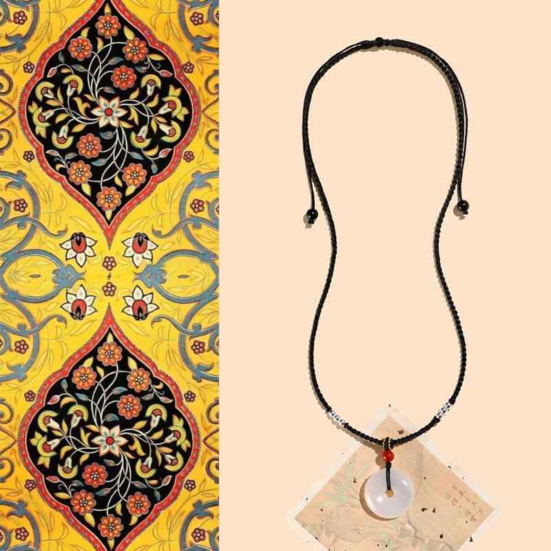 ネックレス カップル アゲート 平安扣 ペンダント 手編み マノア 麻花チェーン 31cm-40cm 新中式スタイ..