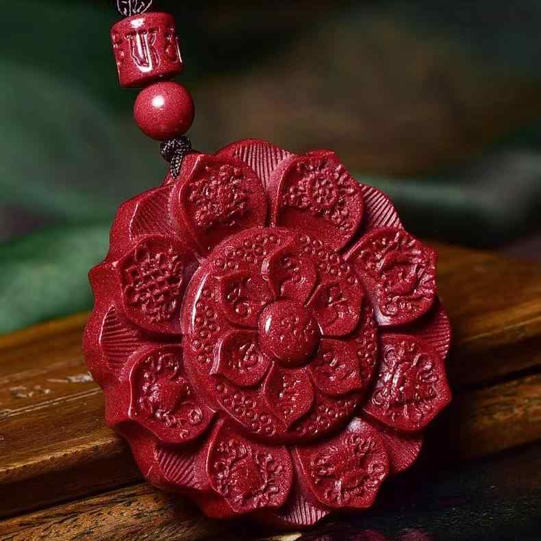 ネックレス レディース メンズ 朱砂 八宝 蓮の花 ハート お守り ペンダント アクセサリー 縁起物 ラッ..