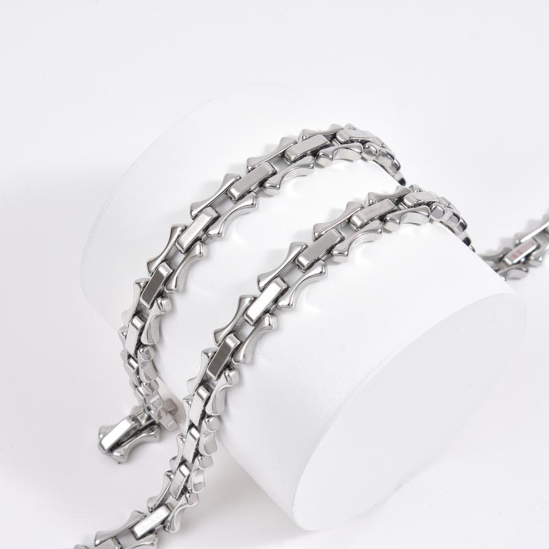 ネックレス ブレスレット メンズ レディース チタン鋼製 喜平チェーン 龍 ドラゴン 骨 ボーン 電気メッキ加工 51cm 60cm アクセサリー ジュエリー 男女兼用 ヒップホップ ストリート 個性 トレンド