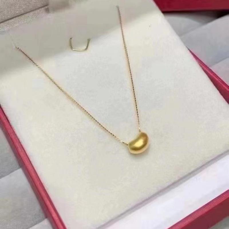 ネックレス レディース 999足金 相思豆 ペンダント 3D硬金 シンプル 百搭 気質 ライトジュエリー ギフト 光面 磨き仕上げ