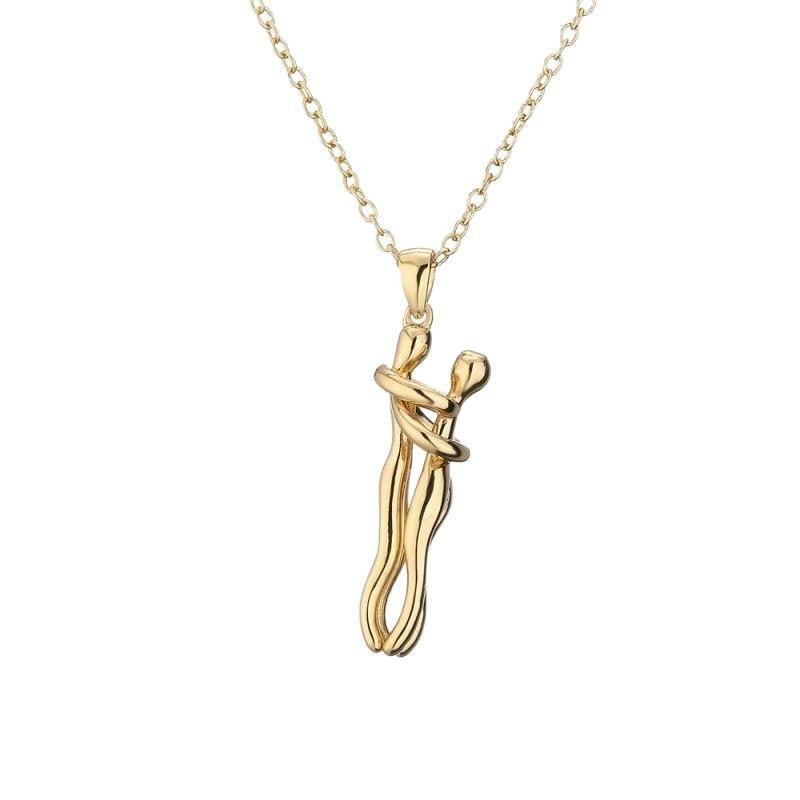 ネックレス レディース ペア 幾何学模様 恋人 ハグ 抱擁 ファッション アマゾン 人気 高見え おしゃれ かわいい 通勤 デート ギフト プレゼント ゴールド...