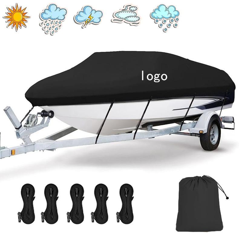 ボートカバー 420Dオックスフォード生地 防水 防塵 V型 ヨットカバー 船体カバー ブラック 11-13FT 14-..